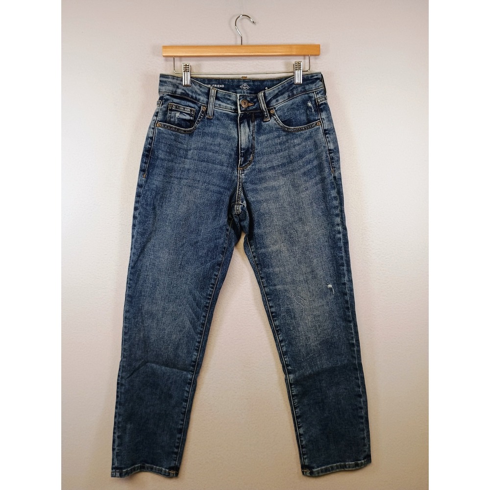 Casual St.‎ Johns Bay Womens 6 Blue Girlfriend Mid Rise Straight Stretch Jeans